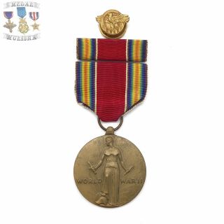 Ww2 Us Victory Medal Ribbon Bar Honorable Discharge Lapel Pin Ww2 Bin 34