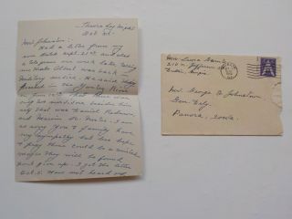 Wwii Letter 1945 Missing In Action 2 Survivors Hope Pray Mia Dublin Georgia Ww2