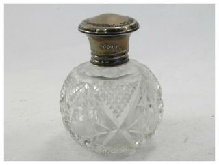 Antique.  925 Sterling Silver & Cut Glass Perfume Scent Bottle Birmingham 1924