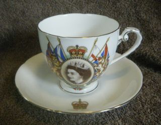 Vintage 1953 Queen Elizabeth Ii June 2nd,  1953 Coronation Souvenir Cup And Saucer