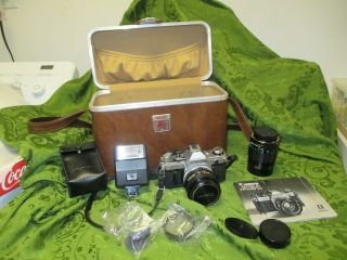 Vintage Canon Ae - 1 Camera With Case And Accessories