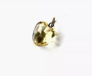 Antique Small 9ct Gold Faceted Citrine Heart Pendant Charm Gift Boxed