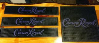 Bar Mats Crown Royal Black And Purple (3) 3.  5 " X 21 " And (1) 13 3/4 " X 13 3/4 "