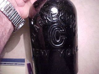Very old black glass Clarke & White - York bottle - Whiskey/beer?? 2