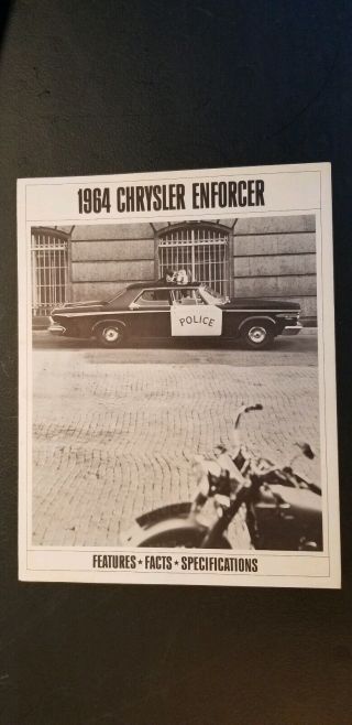 Police Car Brochure Chp Sheriff 1964 Chrysler Newport Enforcer 413 383 Magnum V8