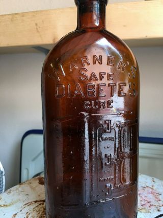 9 1/2 " Tall Warner`s Safe Diabetes Cure,  Rodchester,  N.  Y.