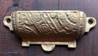 Vintage victorian cast iron eastlake cabinet drawer bin pull cup handle sash 2