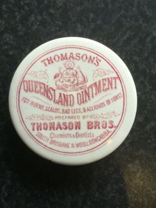 Rare Red Print Thomason’s Queensland Ointment Pot Lid