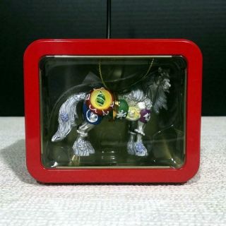 20644 Silverfrost Resin Horse Of A Different Color Christmas Ornament In Tin Box