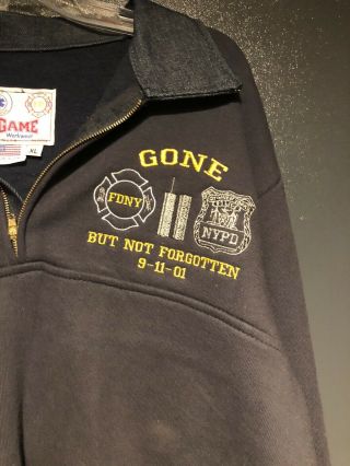 FDNY Fire Apparatus Game Work Wear Sweatshirt XL NYPD FDNY Denim Collar 9 - 11 - 01 2