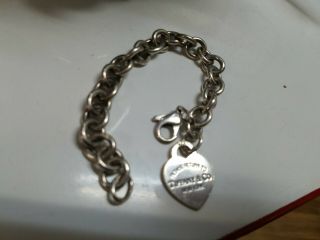 Vintage Please Return To Tiffany & Co.  925 Sterling Silver Heart Tag Bracelet
