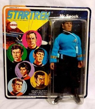 Vintage 1974 Mr Spock Star Trek 8 " Mego Action Figure Moc Unpunched