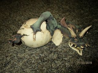 Vintage Folk Art Clay Hatching Dragon Egg Sculpture Figurine Fantasy Magic