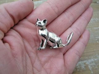 A Large Quality Birmingham Hallmarked Sterling Silver Sitting Cat Statue Figure