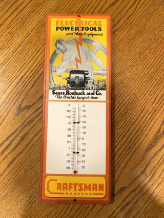 Vtg Electrical Power Sears Roebuck Co Craftsman Tools Steel Wall Thermometer