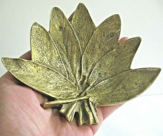 Vintage Virginia Metalcrafters Brass Sage Leaf Trinket Dish - Heavy