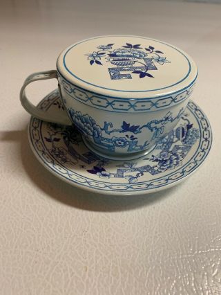 Dana Kubick Blue Onion Danube Tin Cup And Saucer By Elite Gift Box Po3