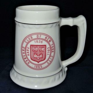 Harvard Club of York City,  White Beer Stein Mug,  5 1/4 