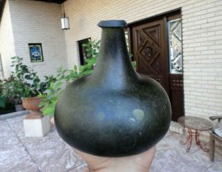 Early Colonial Dutch Onion Black Olive Green Glass 1700’s