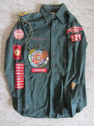 1952 Vintage Boy Scout Bsa Uniform Shirt Detroit Many Patches Skills Rating