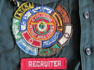 1952 Vintage Boy Scout BSA Uniform Shirt Detroit Many Patches Skills Rating 2
