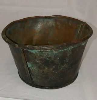 Primitive Hammered Antique Hand Made Copper Pot Bowl England Barn Find