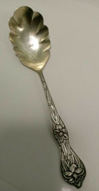 Antique Sterling Silver Baker - Manchester Mfg Serving Spoon Daffodil Design 1900