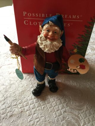 Clothtique By Possible Dreams Vtg 1993 - Elf Gnome Santa’s Helper Toy Painter