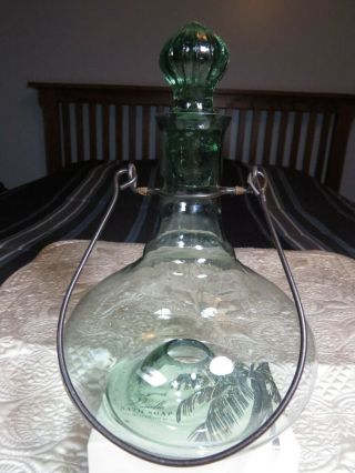Vintage Large Green Glass Fly Wasp Bee Insect Trap Catcher With Glass Stopper