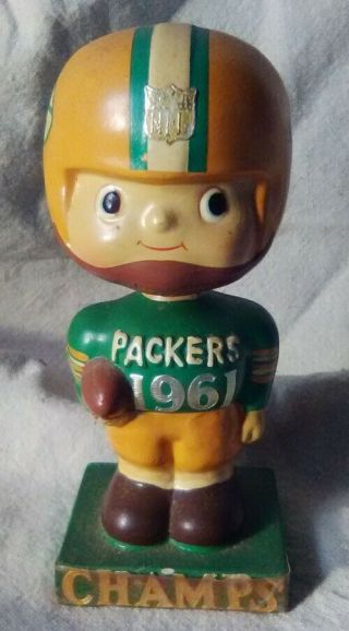 Vintage Green Bay Packers 1960s " Square Base " Nodder Bobblehead.  No Face Mask.