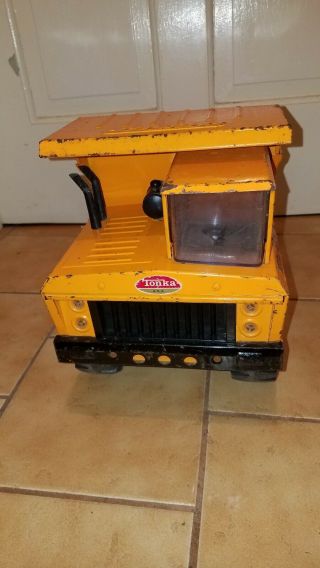Vintage Orange Mighty Tonka Hydraulic Dump Truck Pressed Steel Toy