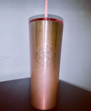 Starbucks Holiday 2019 Limited Edition Tumbler Cup - Rose Gold Sparkles