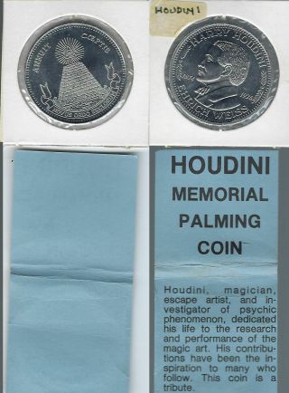 Magic Token - Mt166.  001 - Houdini,  Harry - Aluminum - " Houdini Memorial Palming Coin " - Af