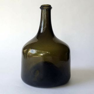 Fantastic English Mallet Shape Black Glass Wine Bottle,  1730