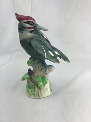 Vintage Lefton Pileated Woodpecker Porcelain Figurine - Japan 6”h