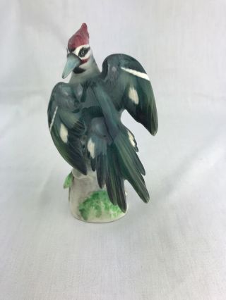 Vintage Lefton Pileated Woodpecker Porcelain Figurine - Japan 6”H 2