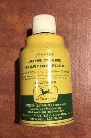 Vintage Yellow / Green John Deere Starting Fluid Tractor Advertising Can