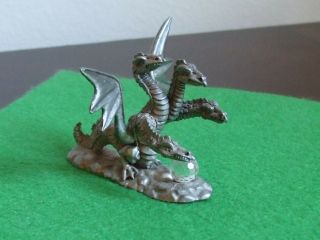 Four Headed Pewter Dragon With Crystal