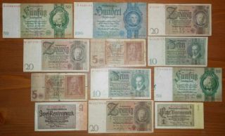 Wehrmacht Wwii - Set Of Reichsmark Bank - Notes 1942