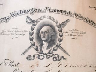 George Washington Memorial Association membership 1898 charter member certificat 3