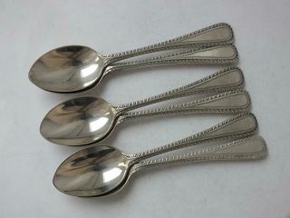 Set Of 6 Antique Feather Edge Solid Sterling Silver Teaspoons 1902/ 12 Cm