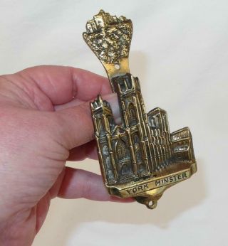 Vintage Brass Figural Door Knocker Celebrating York Minster Cathedral
