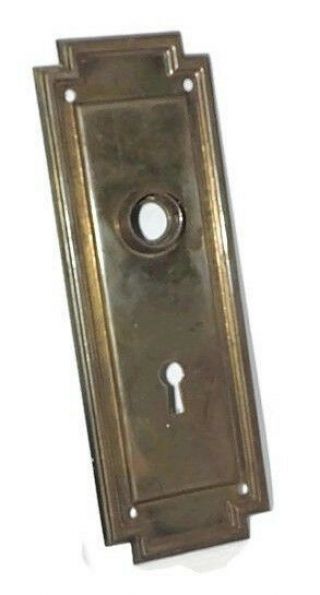 Antique Art Deco Brass Finish Iron Door Knob Backplate 2 5/8 " X 7 1/2 "