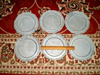 6 Pc Vtg Crown Castle Ltd,  10 " Pewter Plate Or Charger,  Made In Usa.  W@w,  L@@k