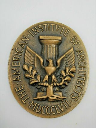 Vintage Brass Plaque,  The American Institute Of Architects Mdccclvii,  Oval