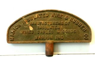 Mid Century Cast Iron Marion Indiana Wire Cord Rubber Manufacturers Co.  Sign