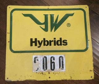 Vintage Yw Hybrids Seed Corn,  Metal Advertising Farm Sign,  Grand Junction,  Iowa