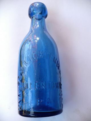 Light Cobalt Blue Blob Soda Knauss & Lichtenwallner Allentown Pa.  1870s