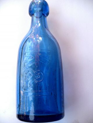 Light cobalt blue blob soda KNAUSS & LICHTENWALLNER ALLENTOWN PA.  1870S 2