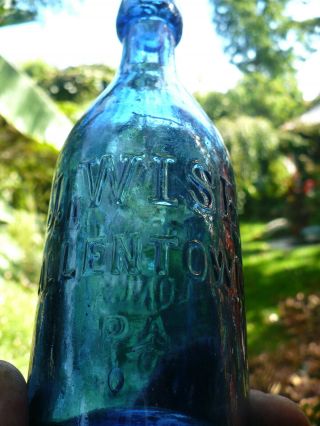 Cobalt Blue Blob Top Soda J.  Wise Allentown Pa.  1870s